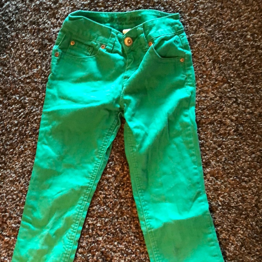 Girls size 10s green jeans